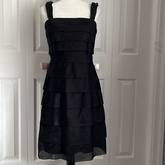 EVAN PICONE 100% SILK‎ BLACK TIERED COCKTAIL DRESS SIZE 4 (fits more 4-6) - Picture 13 of 15